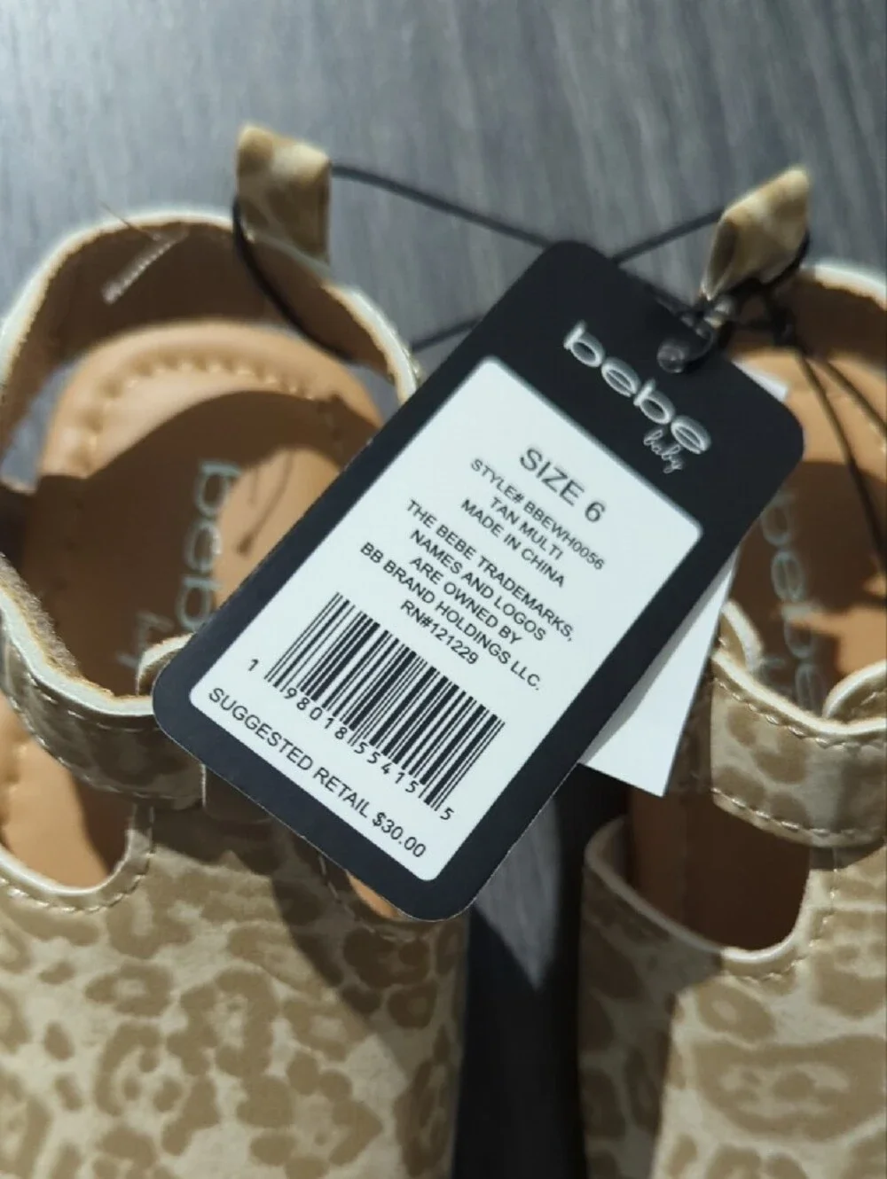 Bebe Baby Tan Leopard Print Kids Sandals